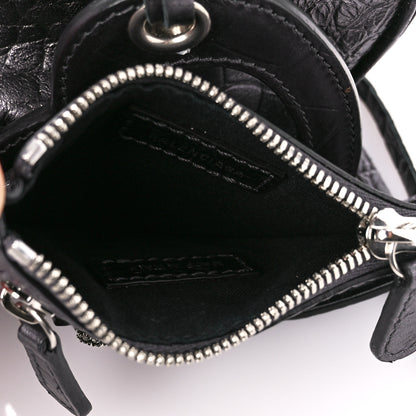 Balenciaga Metallic Calfskin Crocodile Embossed Crystal Small Le Cagole Shoulder Bag Gunmetal 9 of 14