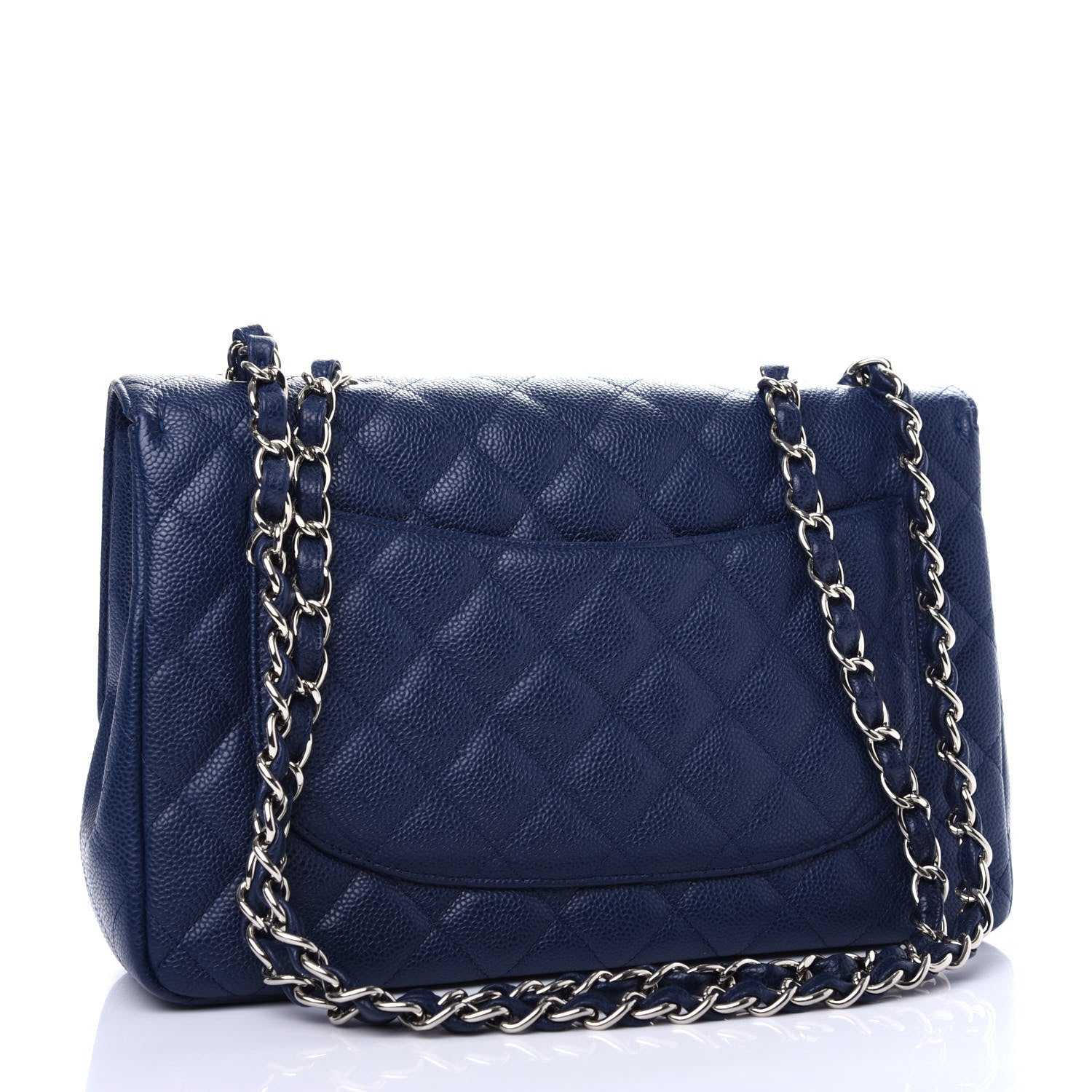 Chanel Caviar Quilted Jumbo Single Flap Navy 3 of 11