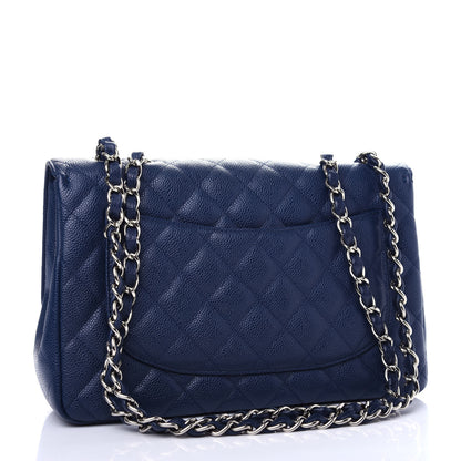 Chanel Caviar Quilted Jumbo Single Flap Navy 3 of 11