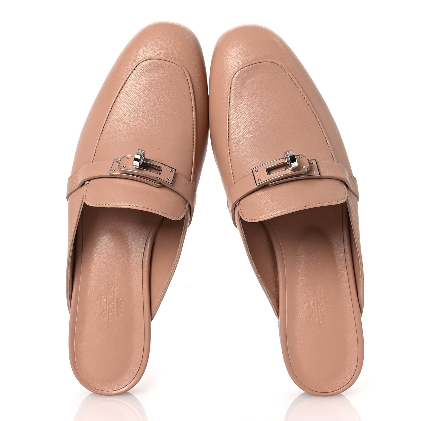 Calfskin Oz Mules 37 Beige Nude