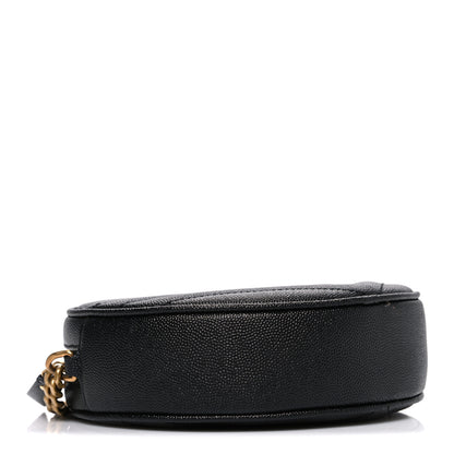 Saint Laurent Grain De Poudre Matelasse Chevron Quilted Round Vinyle Camera Bag Black 4 of 11