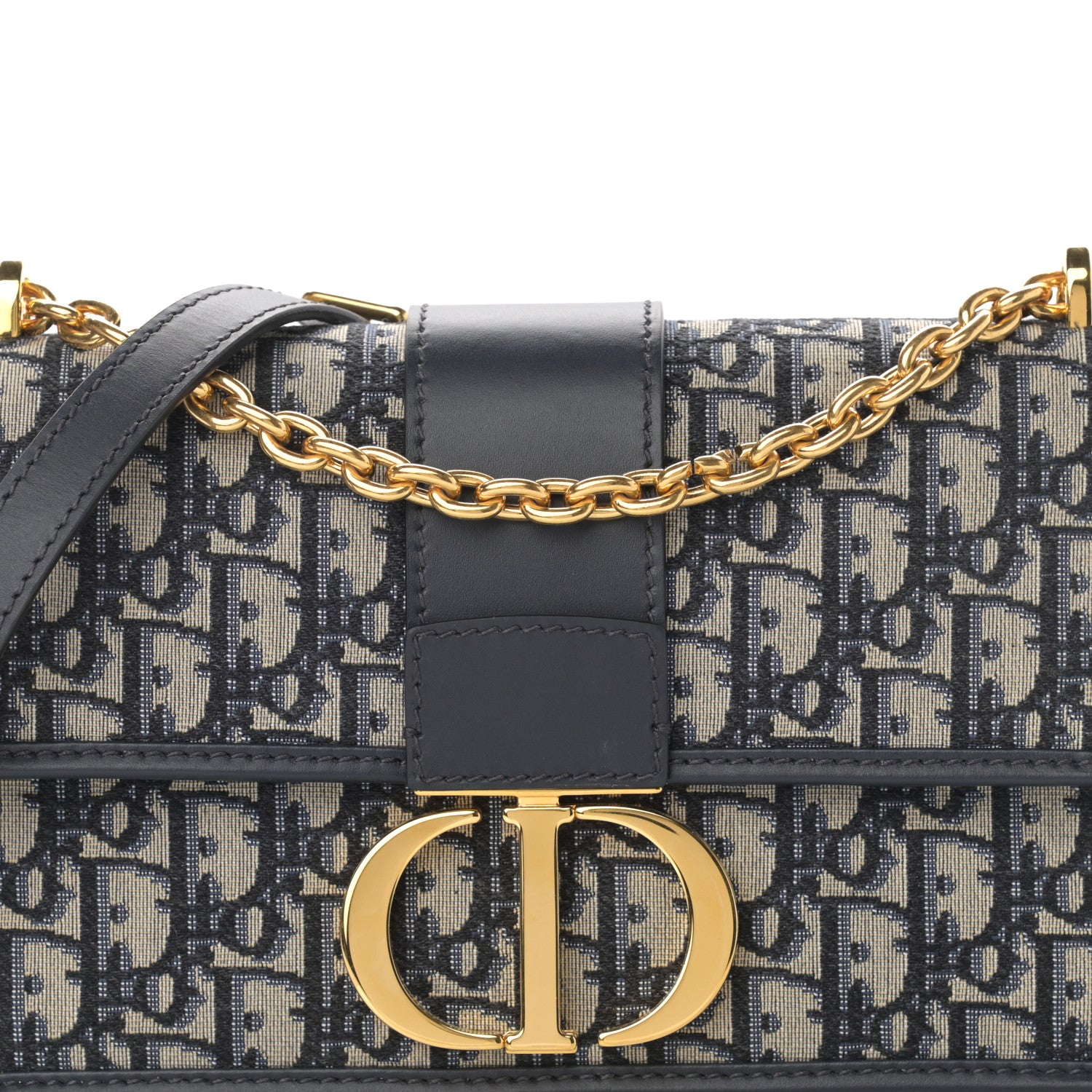 Christian Dior Oblique 30 Montaigne Chain Flap Bag Blue 8 of 11