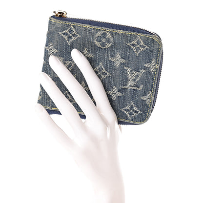 Louis Vuitton Denim Zip Compact Wallet Blue 2 of 9