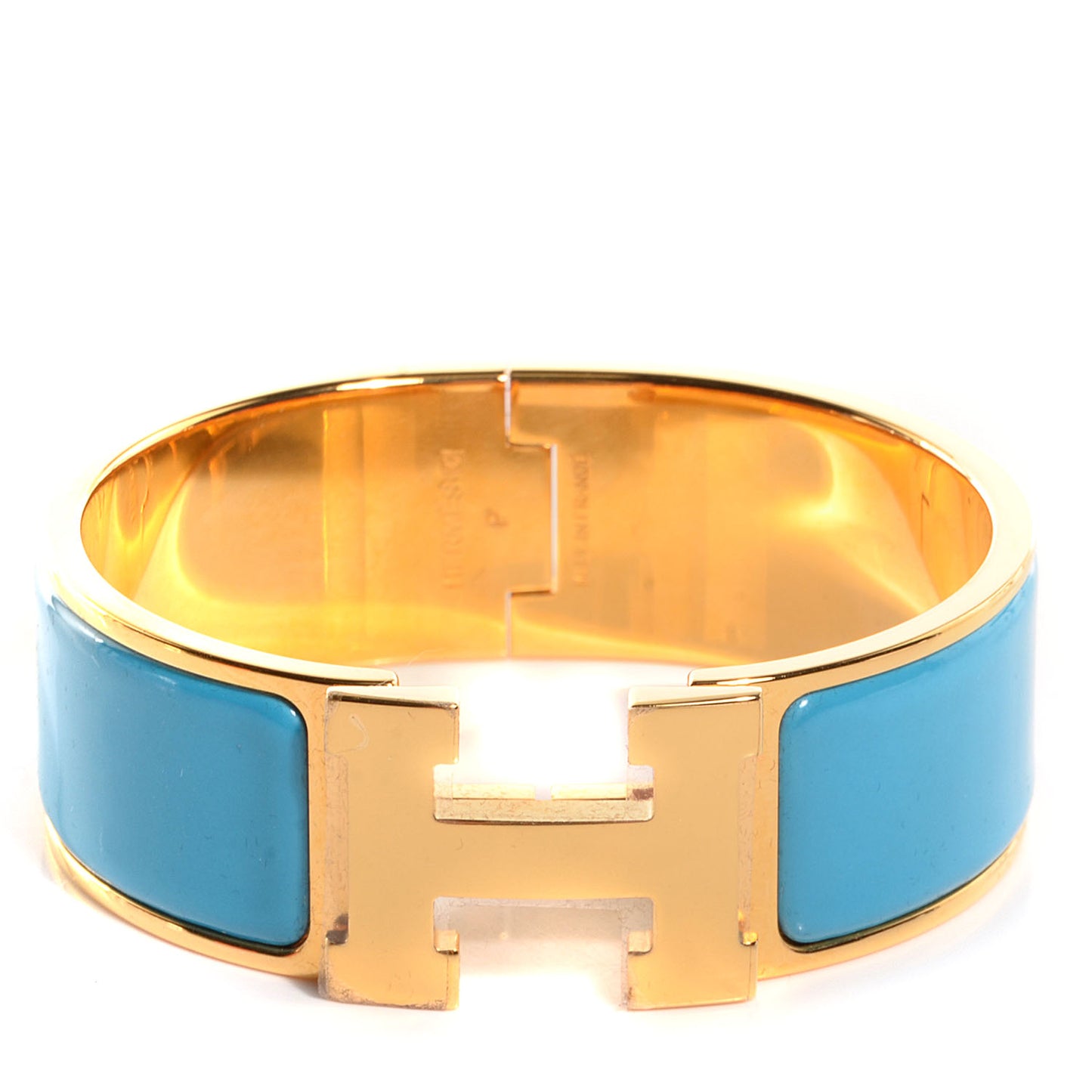 Enamel Clic Clac H Wide Bracelet PM Bleu Azure