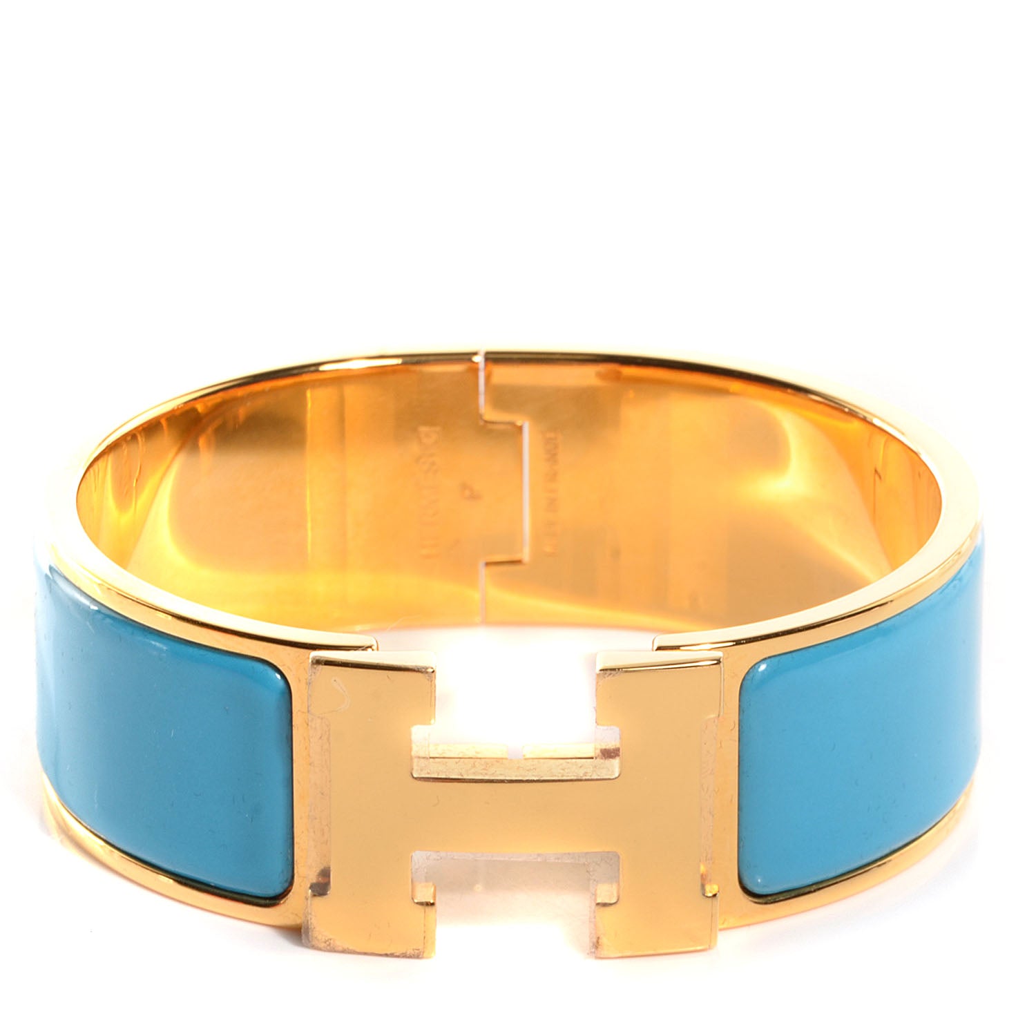 Hermes Enamel Clic Clac H Wide Bracelet PM Bleu Azure 1 of 6