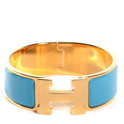 Hermes Enamel Clic Clac H Wide Bracelet PM Bleu Azure 1 of 6