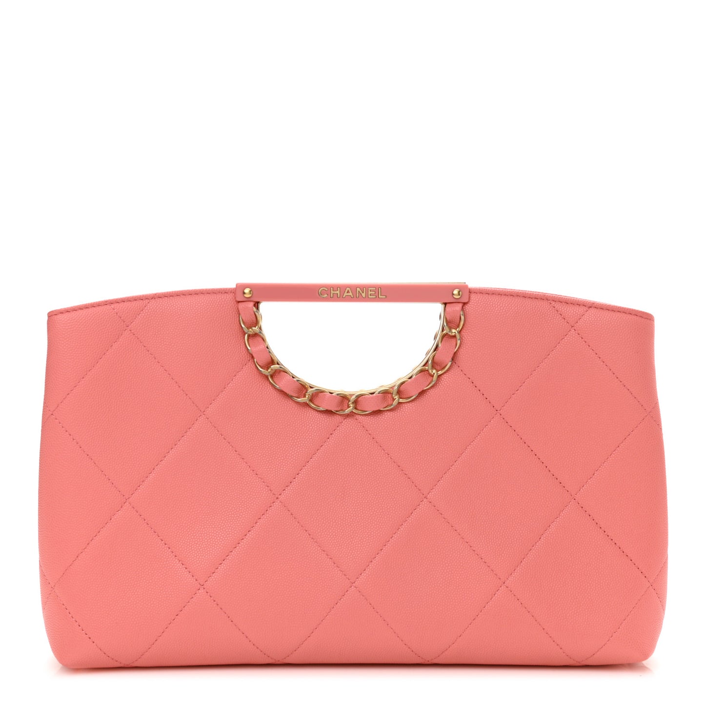Caviar Quilted A Real Catch Clutch Pink