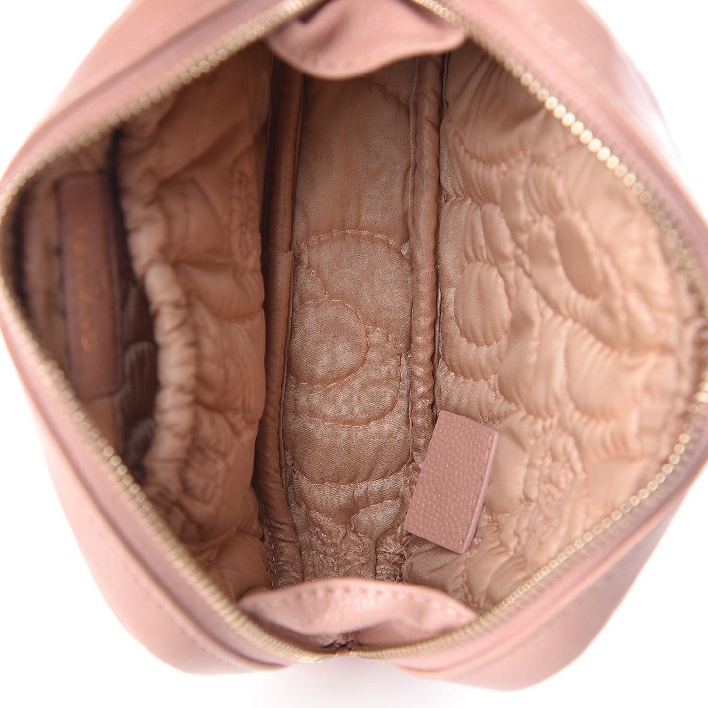 Caviar Camellia Embossed Small Cosmetic Case Nude