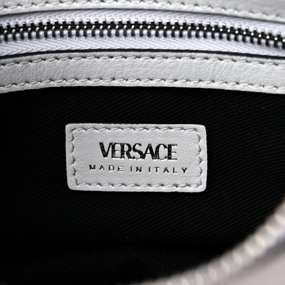 Versace Calfskin Mini Repeat Zip Hobo White 6 of 8