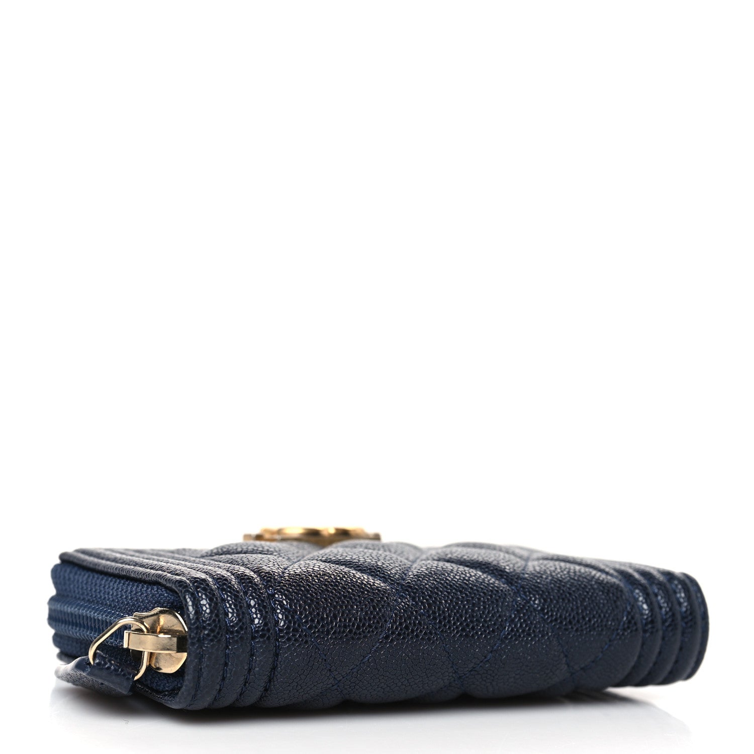 Chanel Caviar Quilted Boy Zip Around Coin Purse Wallet Navy Blue 4 of 7