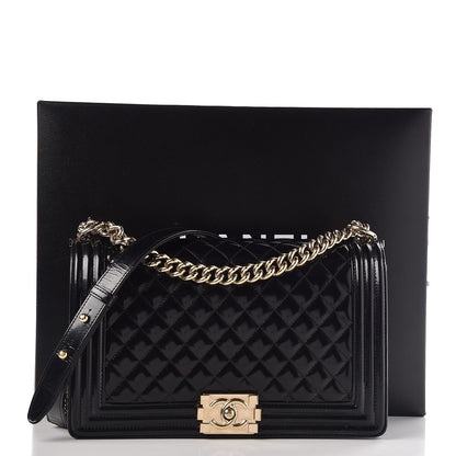 Chanel Iridescent Glazed Calfskin Quilted New Medium Boy Flap Black 8 of 8