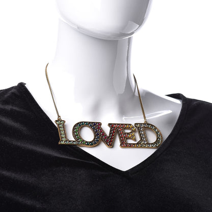 Gucci Metal Crystal Loved Short Necklace Aged Gold 2 of 8