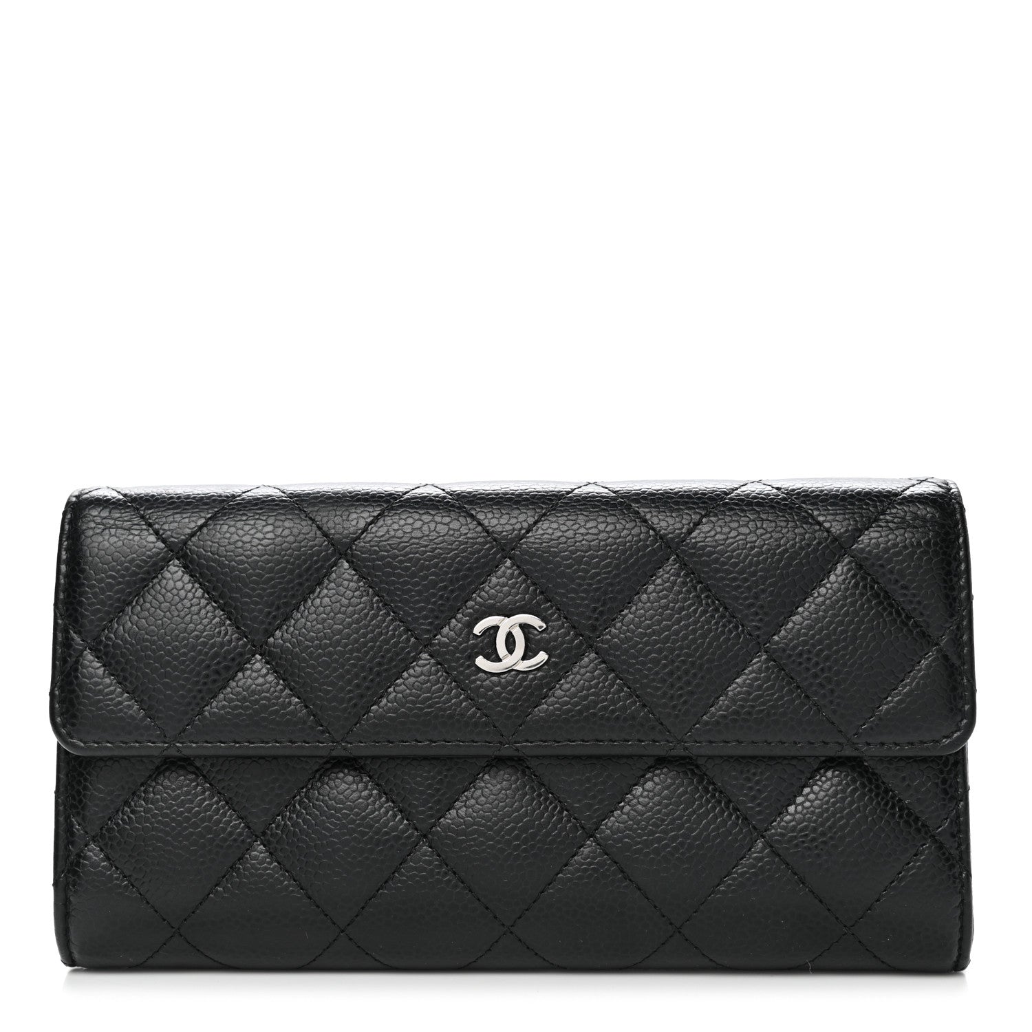 Chanel Caviar Quilted Large Gusset Flap Wallet Black 1 of 12