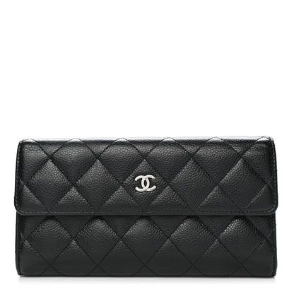 Chanel Caviar Quilted Large Gusset Flap Wallet Black 1 of 12