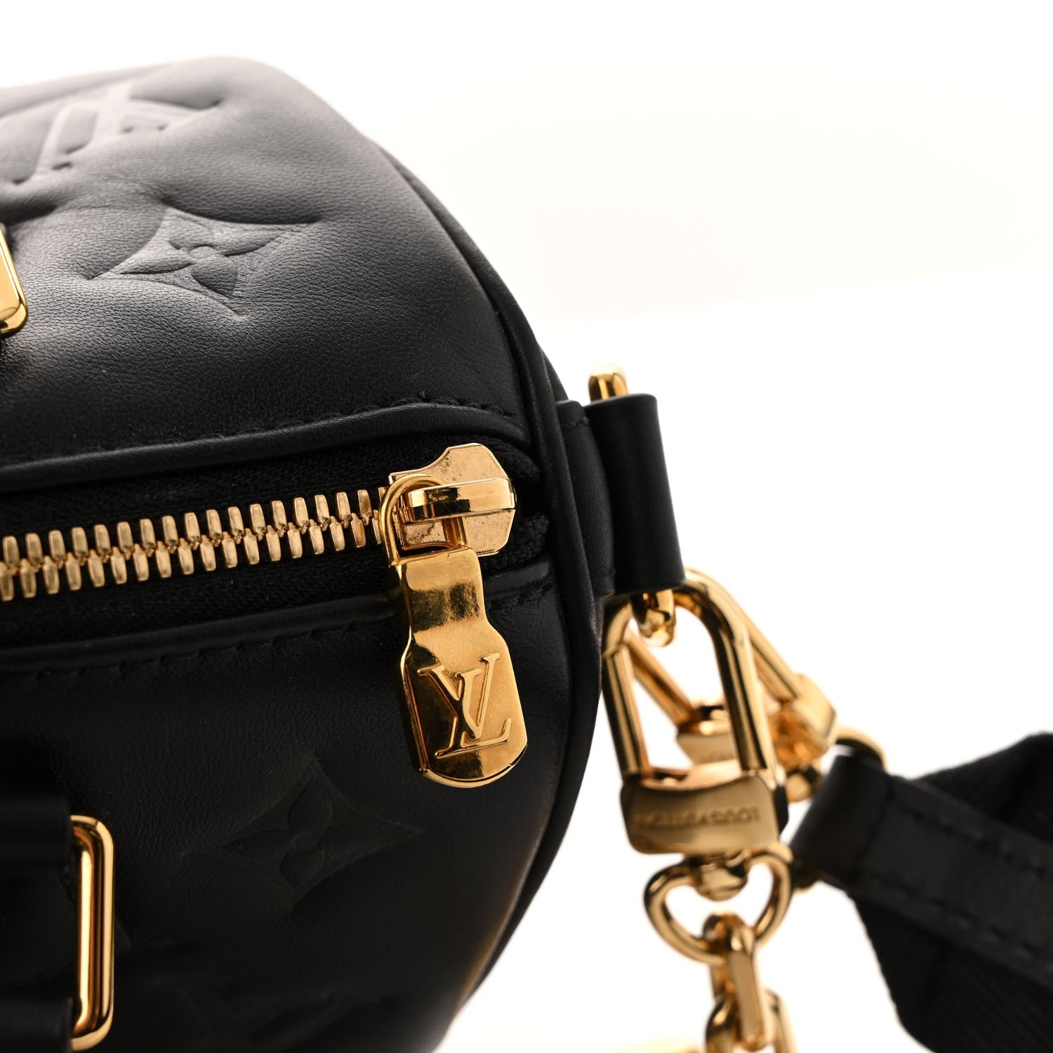 Louis Vuitton Lambskin Embossed Monogram Speedy 22 Bandouliere Black 10 of 11