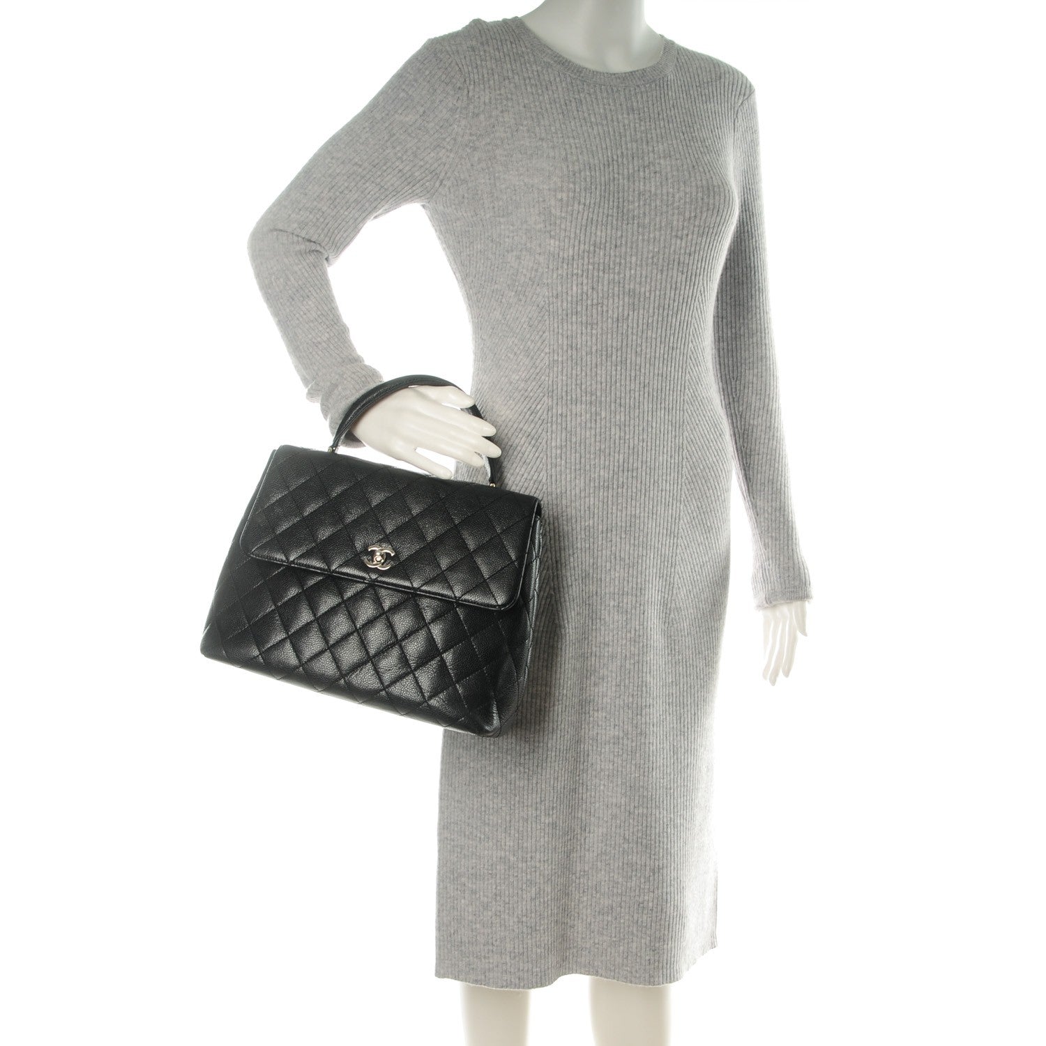 Chanel Caviar Quilted Jumbo Kelly Flap Black 2 of 11