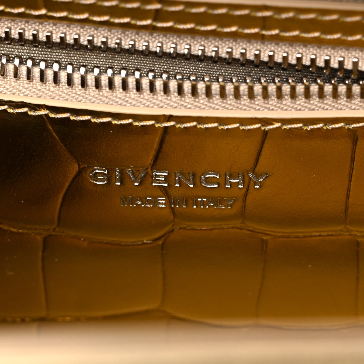 Givenchy Calfskin Crocodile Embossed Mini Lock Antigona Gold 6 of 10