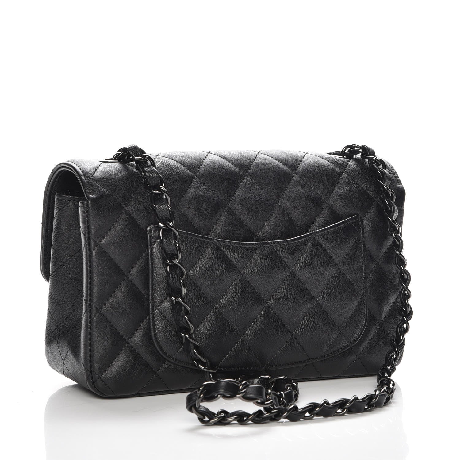 Chanel Crumpled Calfskin Quilted Mini Rectangular Flap So Black 3 of 7