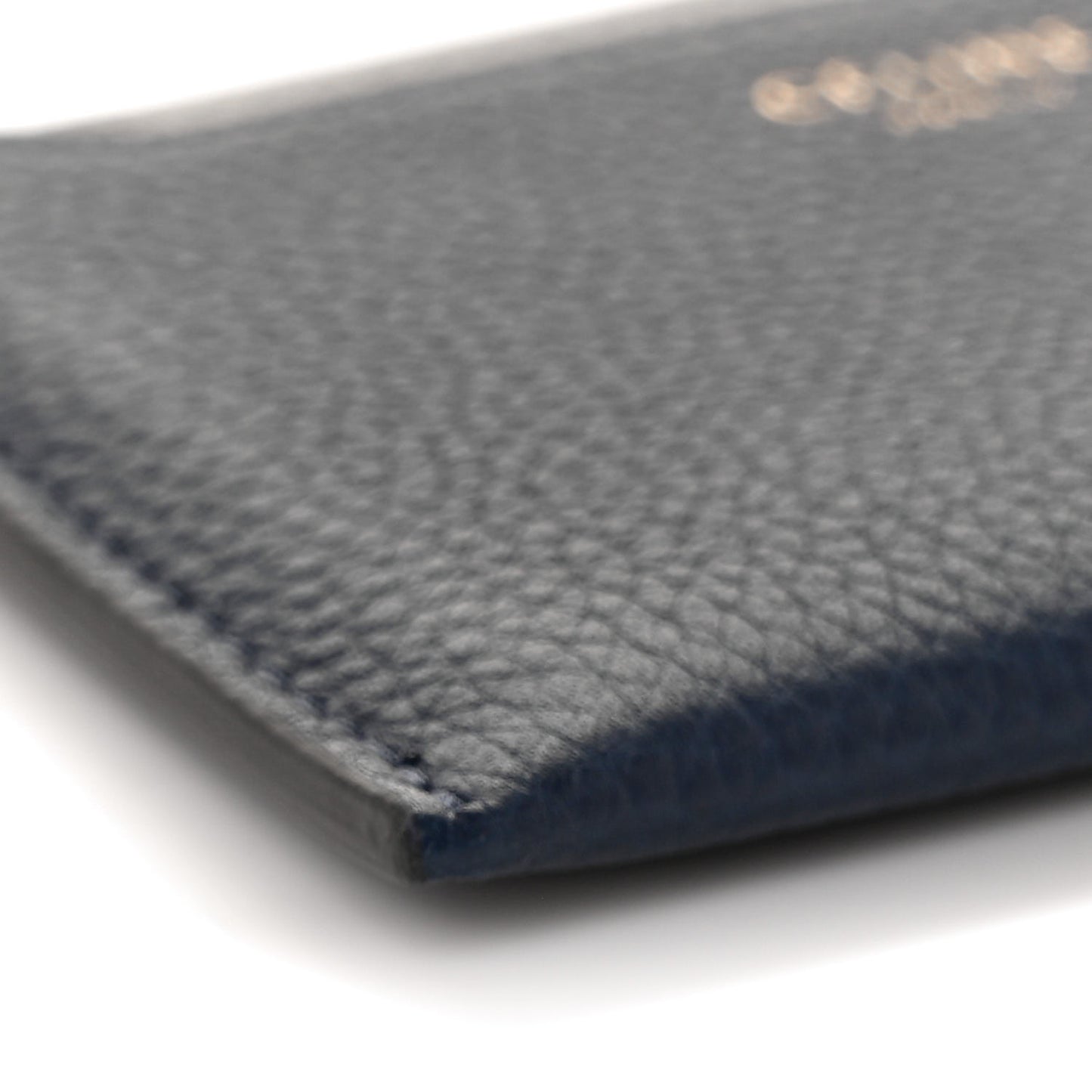 Baby Drummed Calfskin Bi-Color Card Holder Marine Stone