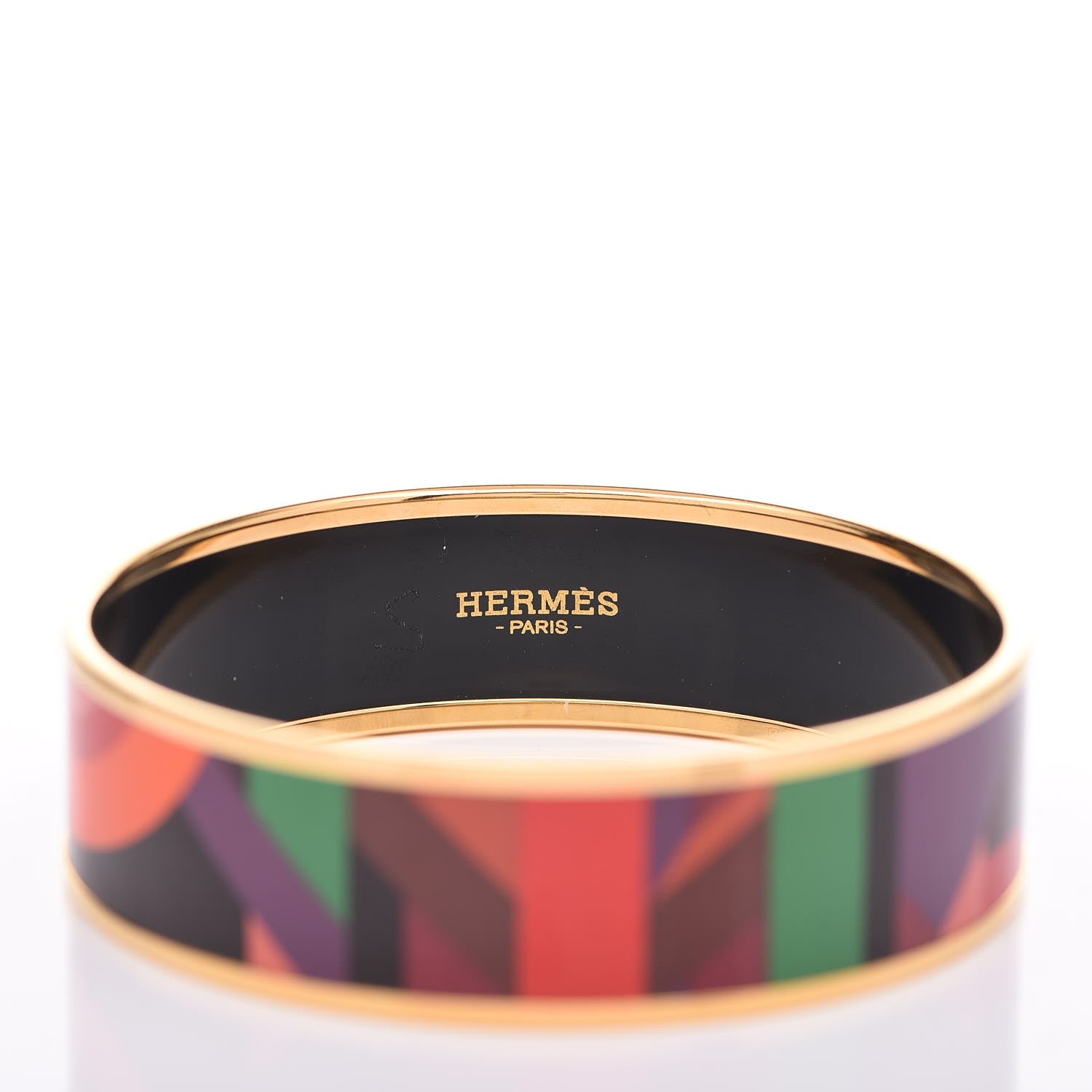 Hermes Enamel Printed Wide Perspective Cavaliere Bracelet 65 Cacao 4 of 5