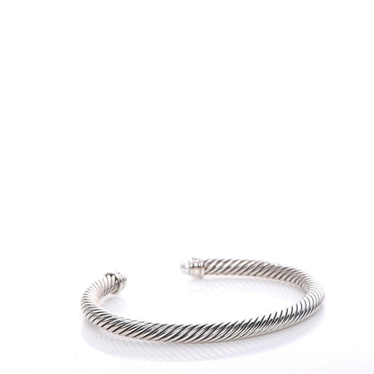 David Yurman Sterling Silver Diamond Pearl 5mm Cable Classics Bracelet 3 of 5