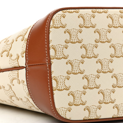 Celine Triomphe Canvas Calfskin Small Bucket Bag White 9 of 11