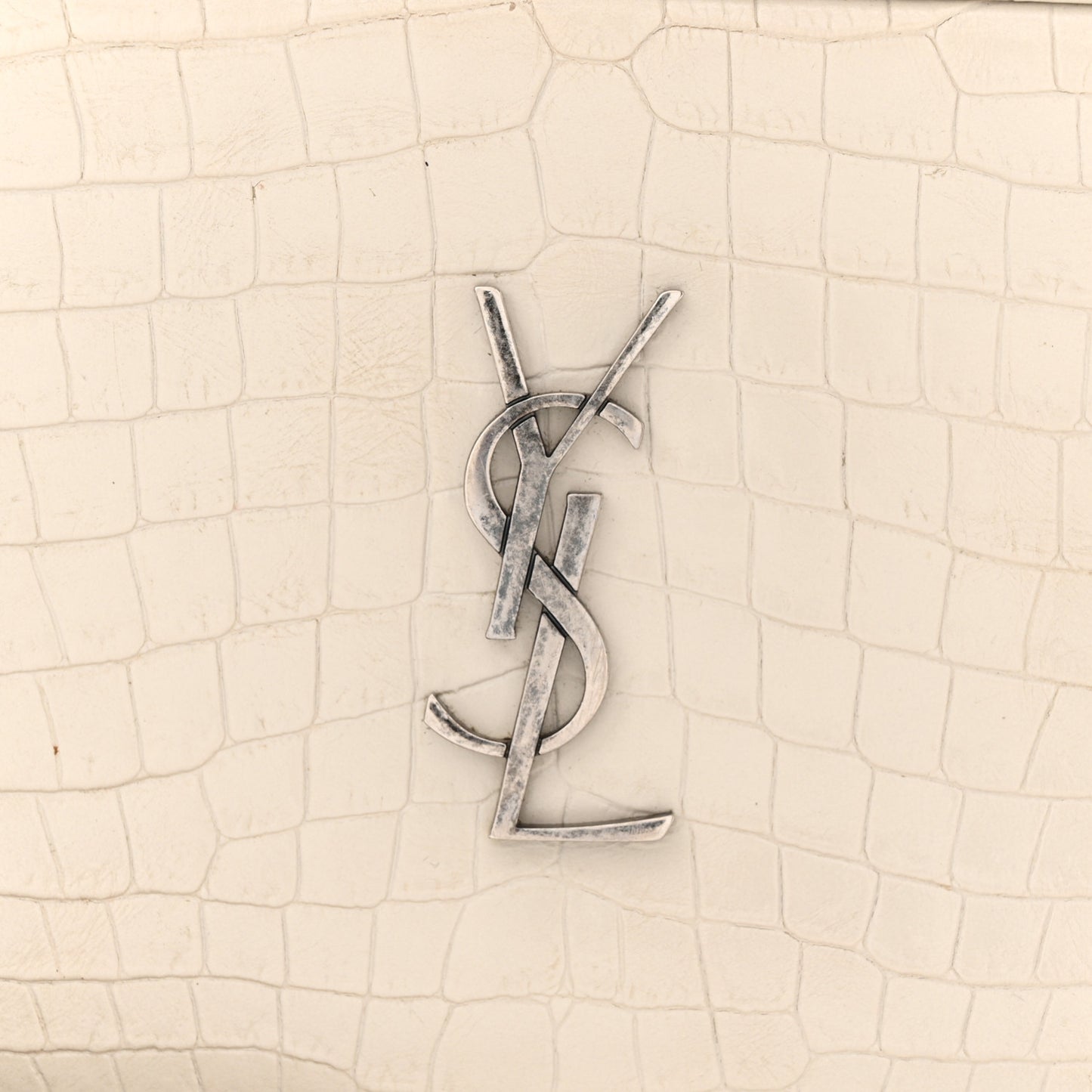 Calfskin Crocodile Embossed Monogram Mini Lou Camera Bag Crema Soft