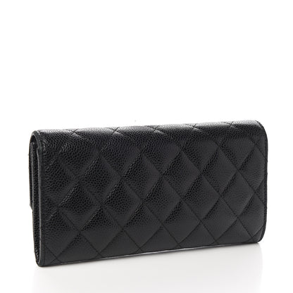 Chanel Caviar Quilted Large Gusset Flap Wallet Black 2 of 9