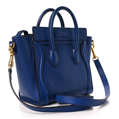 Celine Drummed Calfskin Nano Luggage Indigo 3 of 9