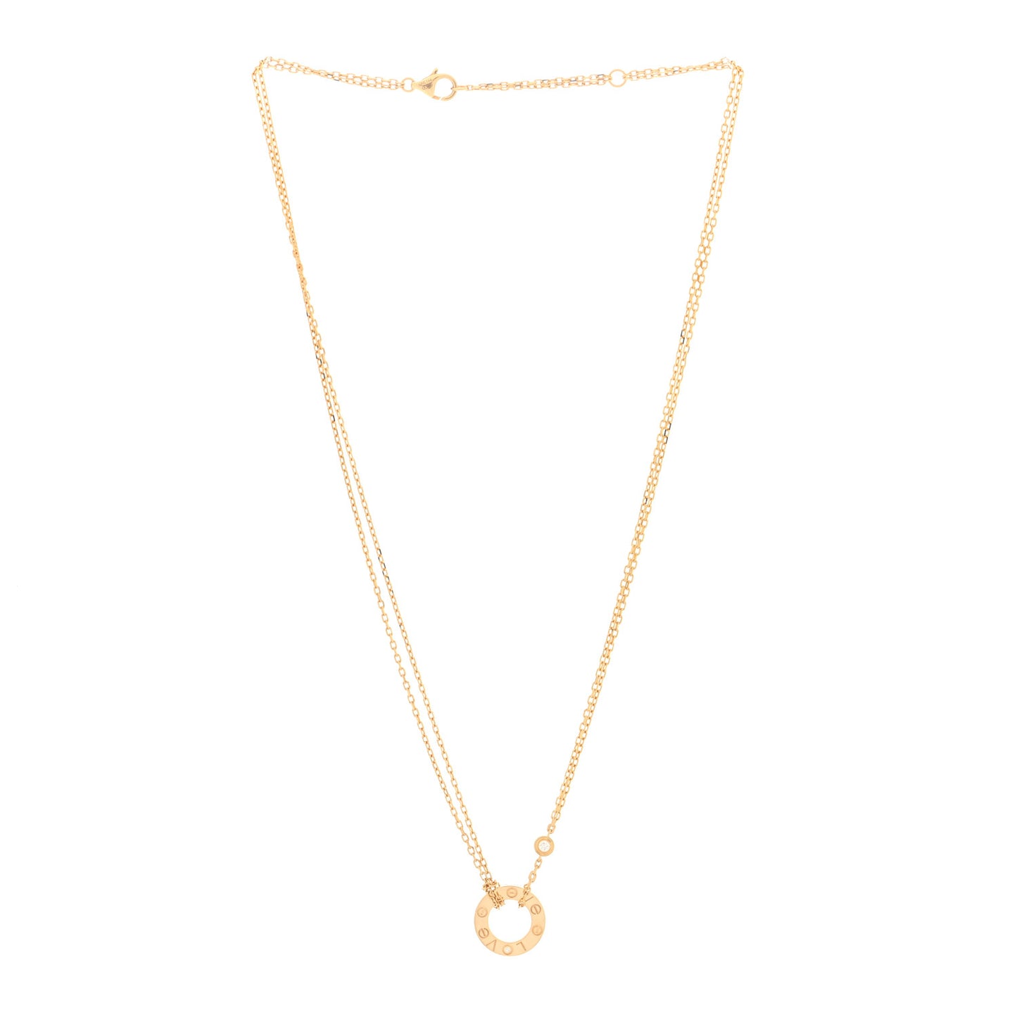 18K Yellow Gold 2 Diamond LOVE Necklace