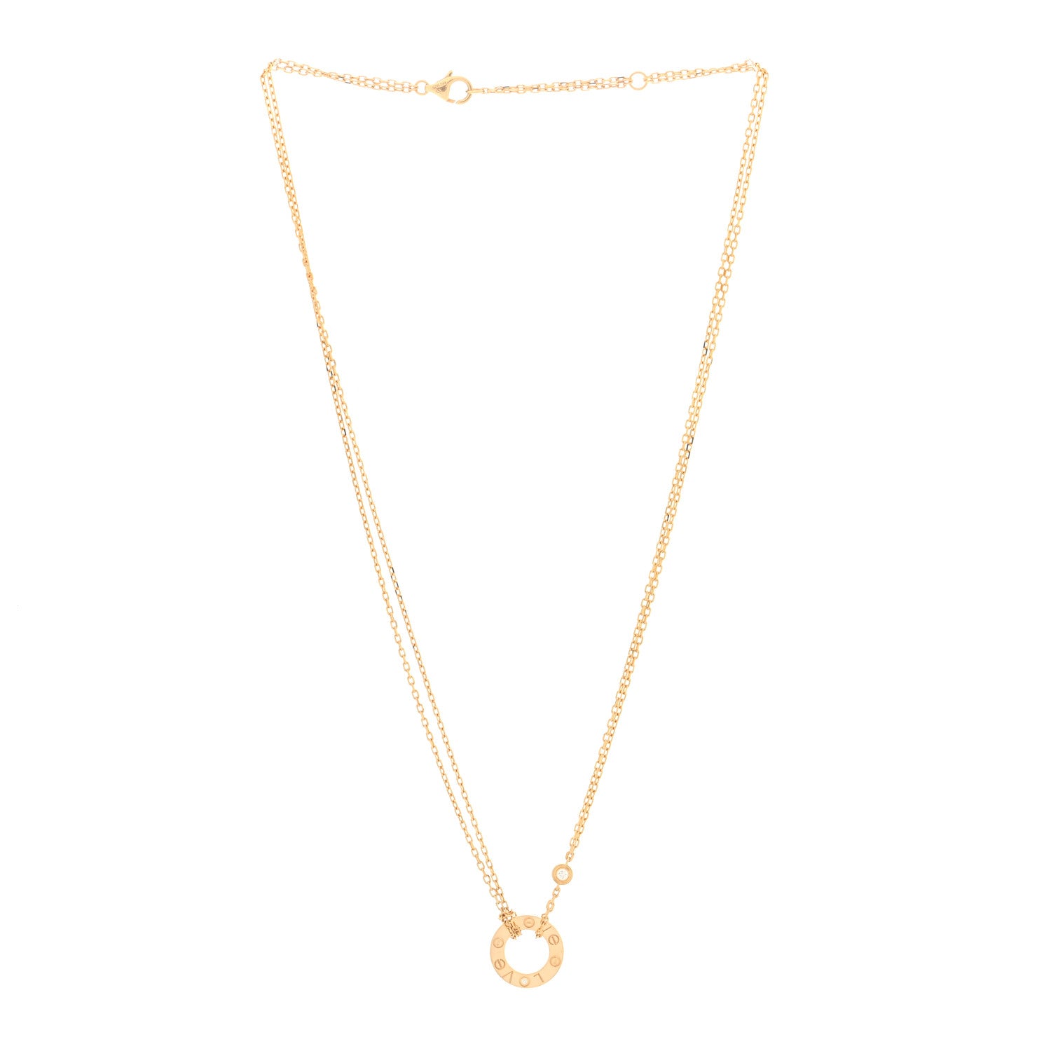 Cartier 18K Yellow Gold 2 Diamond LOVE Necklace 3 of 4