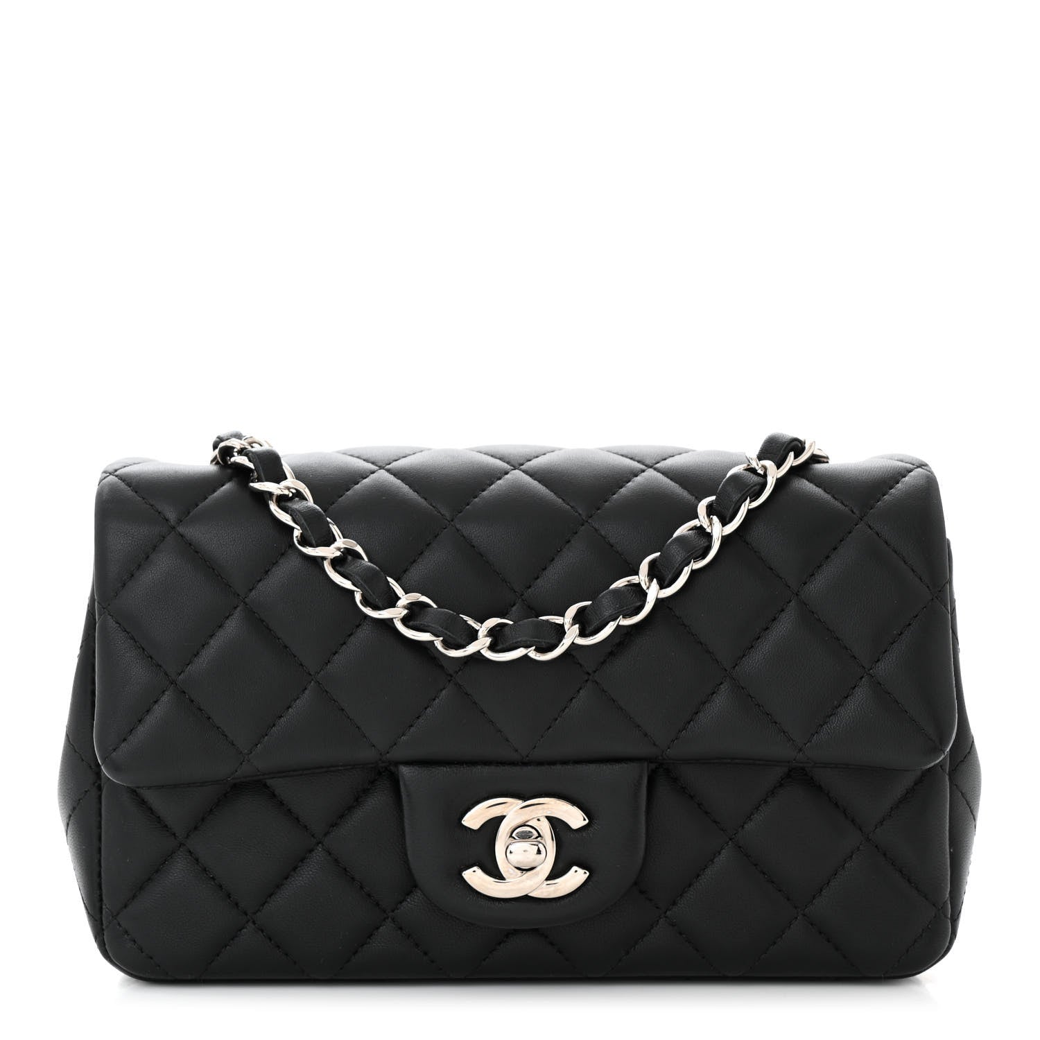 Chanel Lambskin Quilted Mini Rectangular Flap Black 1 of 10