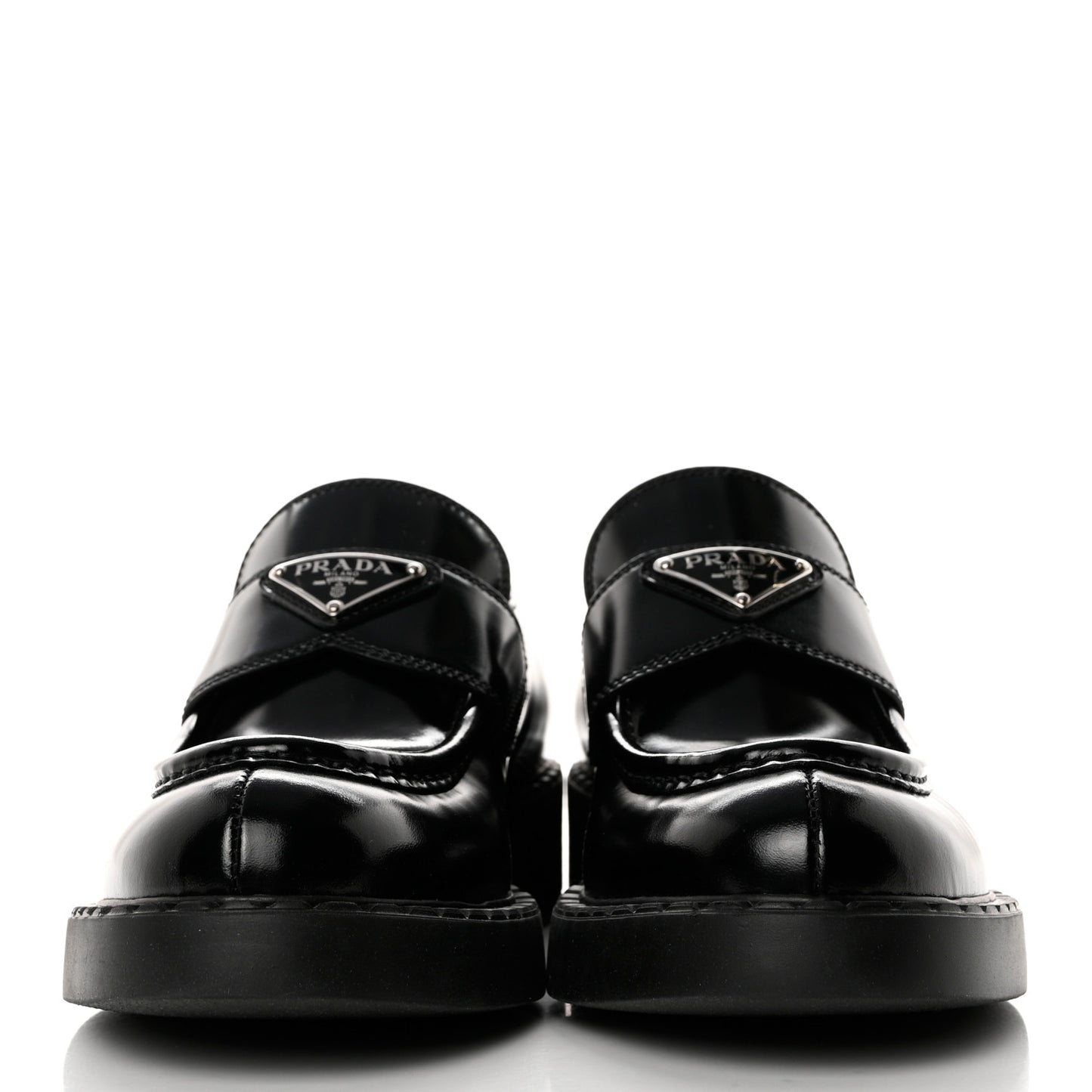 Spazzolato Metal Triangle Logo 50mm Loafers 38.5 Black