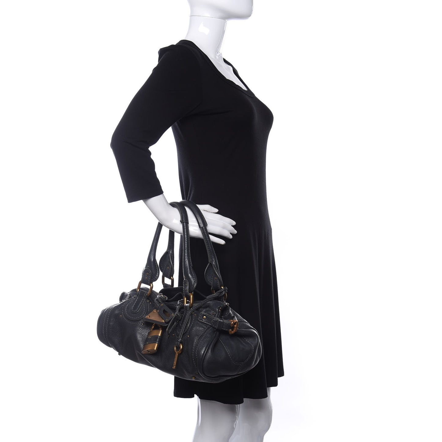 Calfskin Medium Paddington Satchel Black