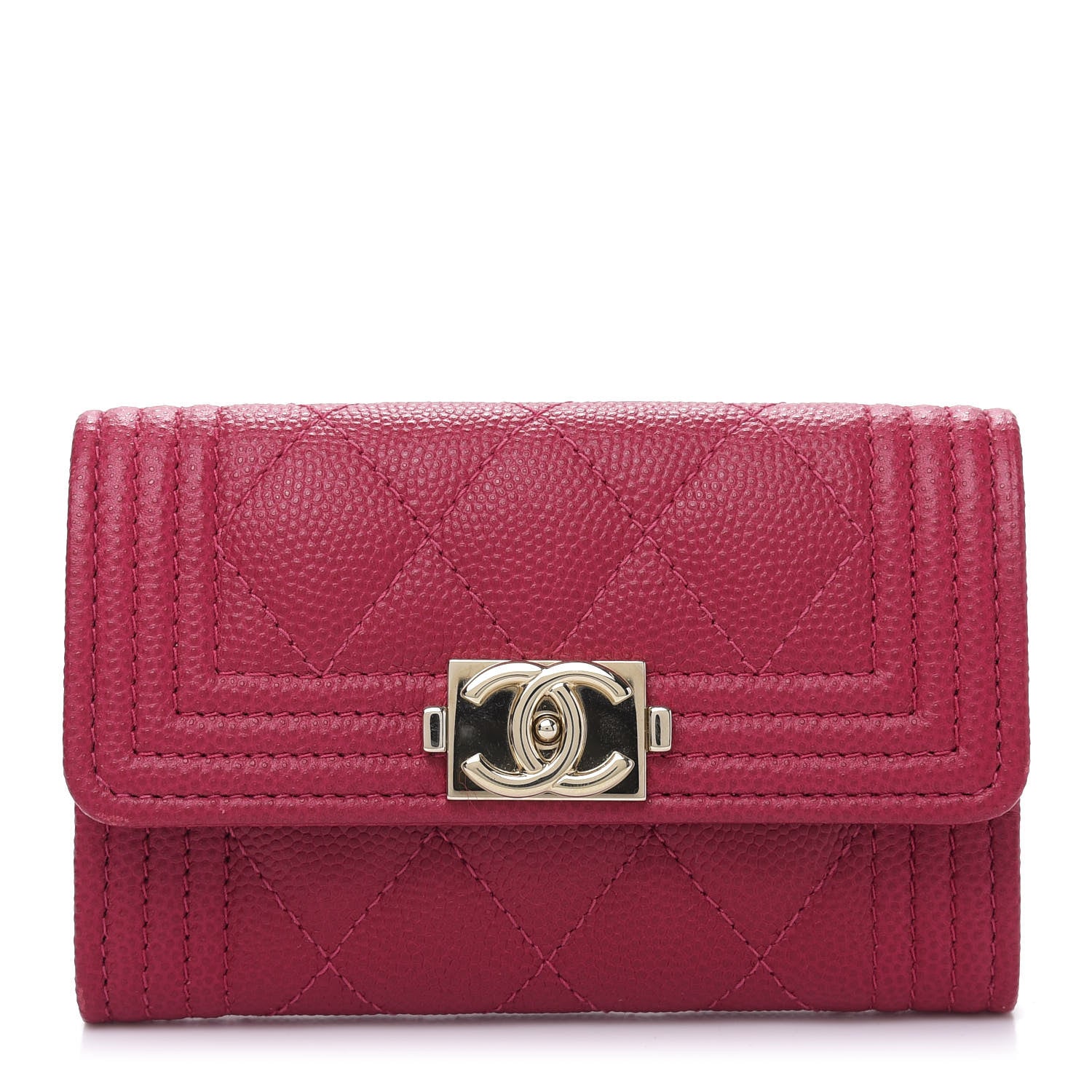 Chanel Caviar Quilted Boy Flap Card Holder Fuchsia 1 of 11