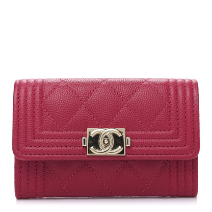Chanel Caviar Quilted Boy Flap Card Holder Fuchsia 1 of 11