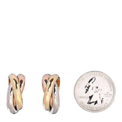 Cartier 18K Pink Yellow White Gold 9.5mm Trinity Hoop Earrings 2 of 4