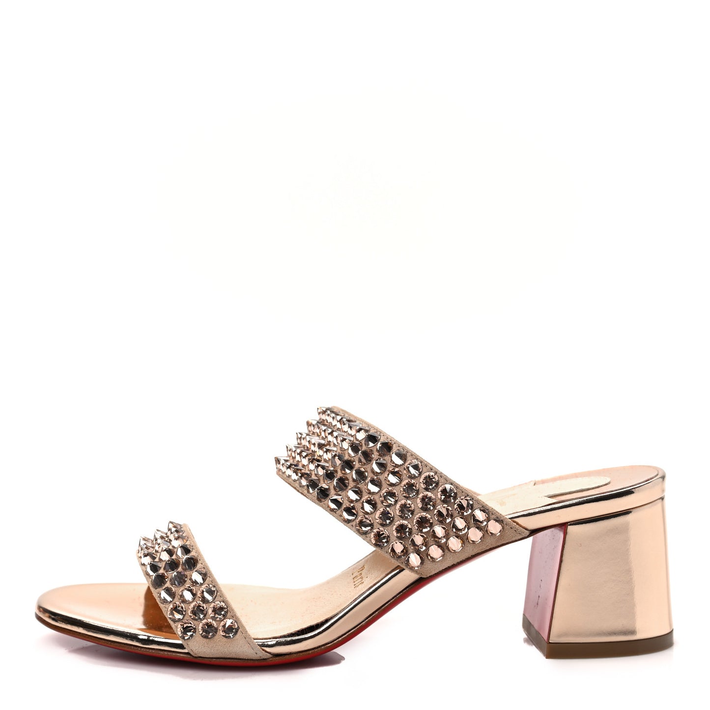 Suede Specchio Spikes Krystal Fever Version 85 Slide Sandals 36 Gold
