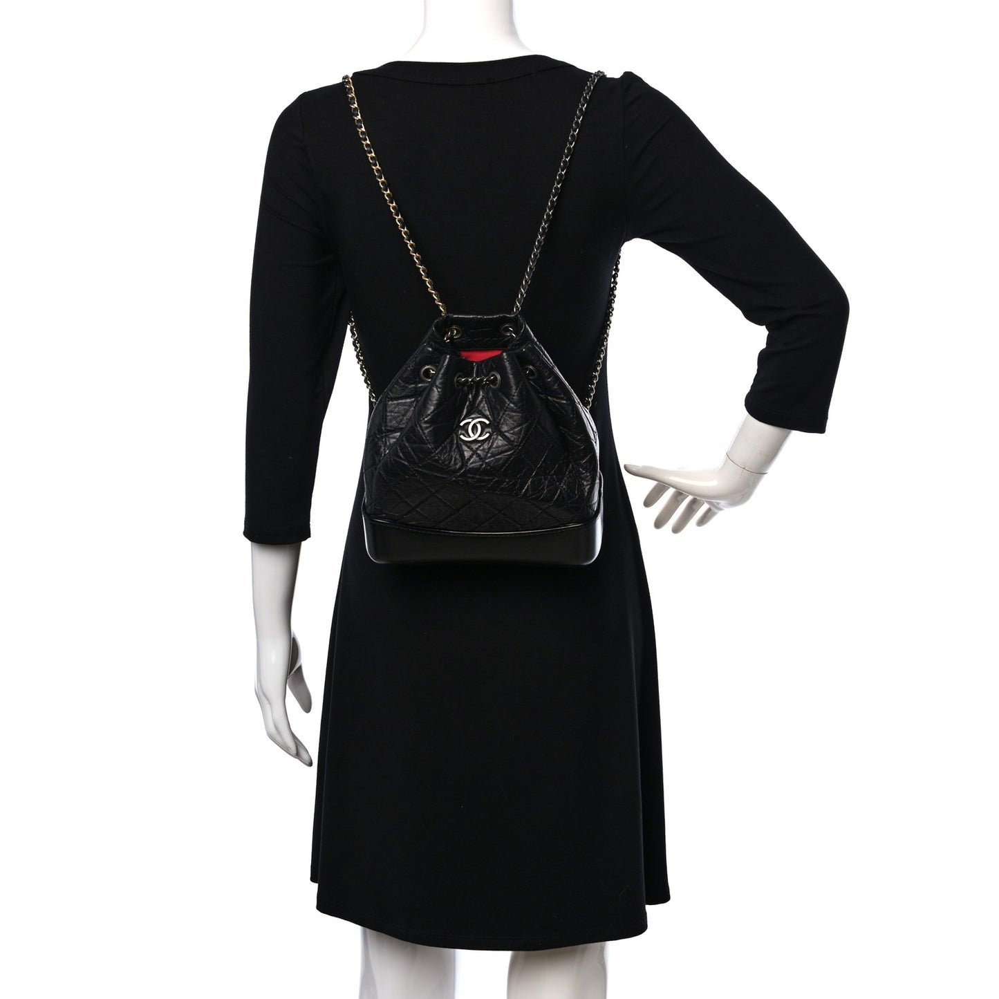 Aged Calfskin Quilted Small Gabrielle Backpack Black