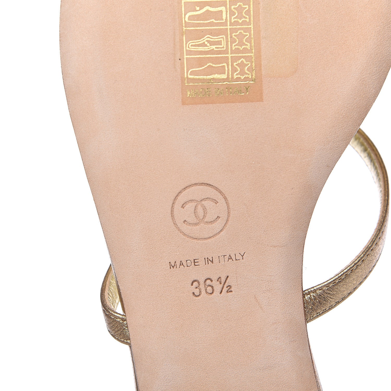Chanel Metallic Calfskin Jeweled Sandals 36.5 Gold 8 of 10