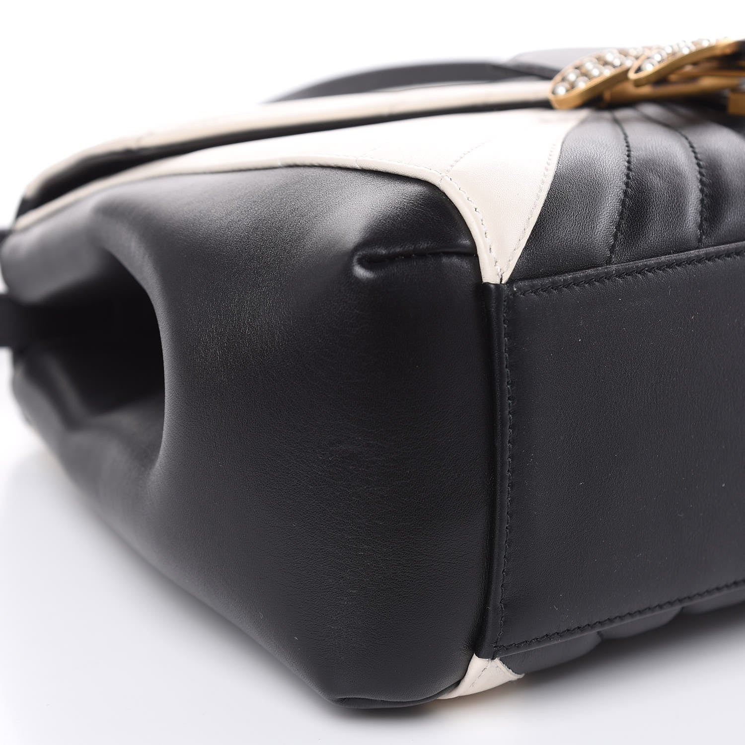 Gucci Calfskin Bamboo Trapuntata Queen Margaret Top Handle Bag Mystic White Black 8 of 10