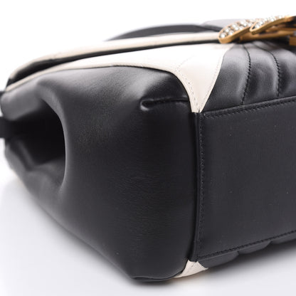Gucci Calfskin Bamboo Trapuntata Queen Margaret Top Handle Bag Mystic White Black 8 of 10