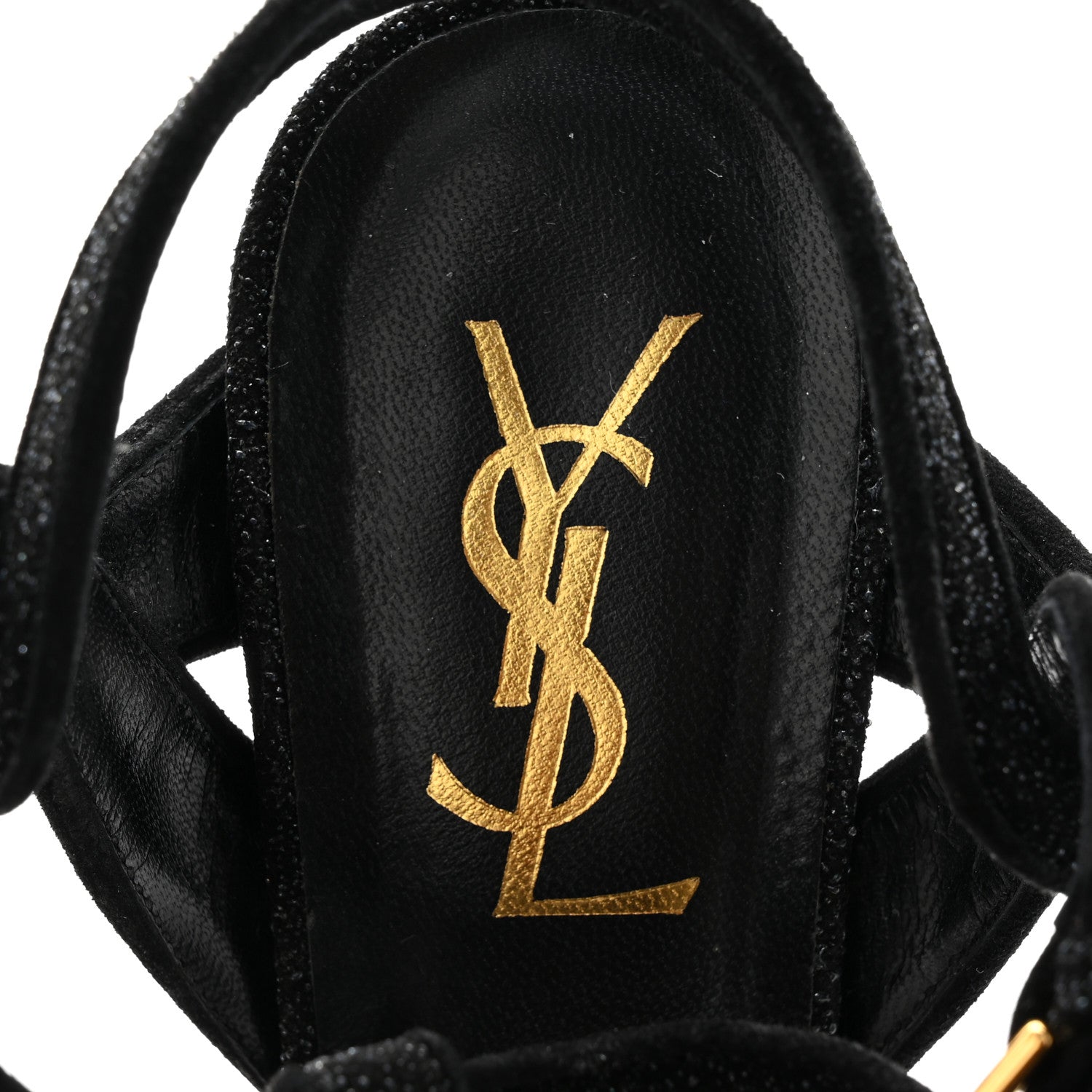 Saint Laurent Glitter Effect Calfskin Tribute 75 Platform Sandals 36 Black 7 of 10