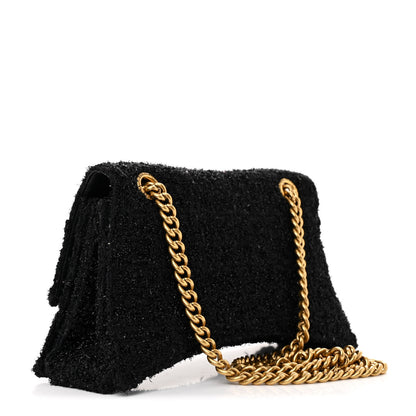 Balenciaga Metallic Tweed Boucle Quilted Small Crush Chain Bag Black 3 of 11