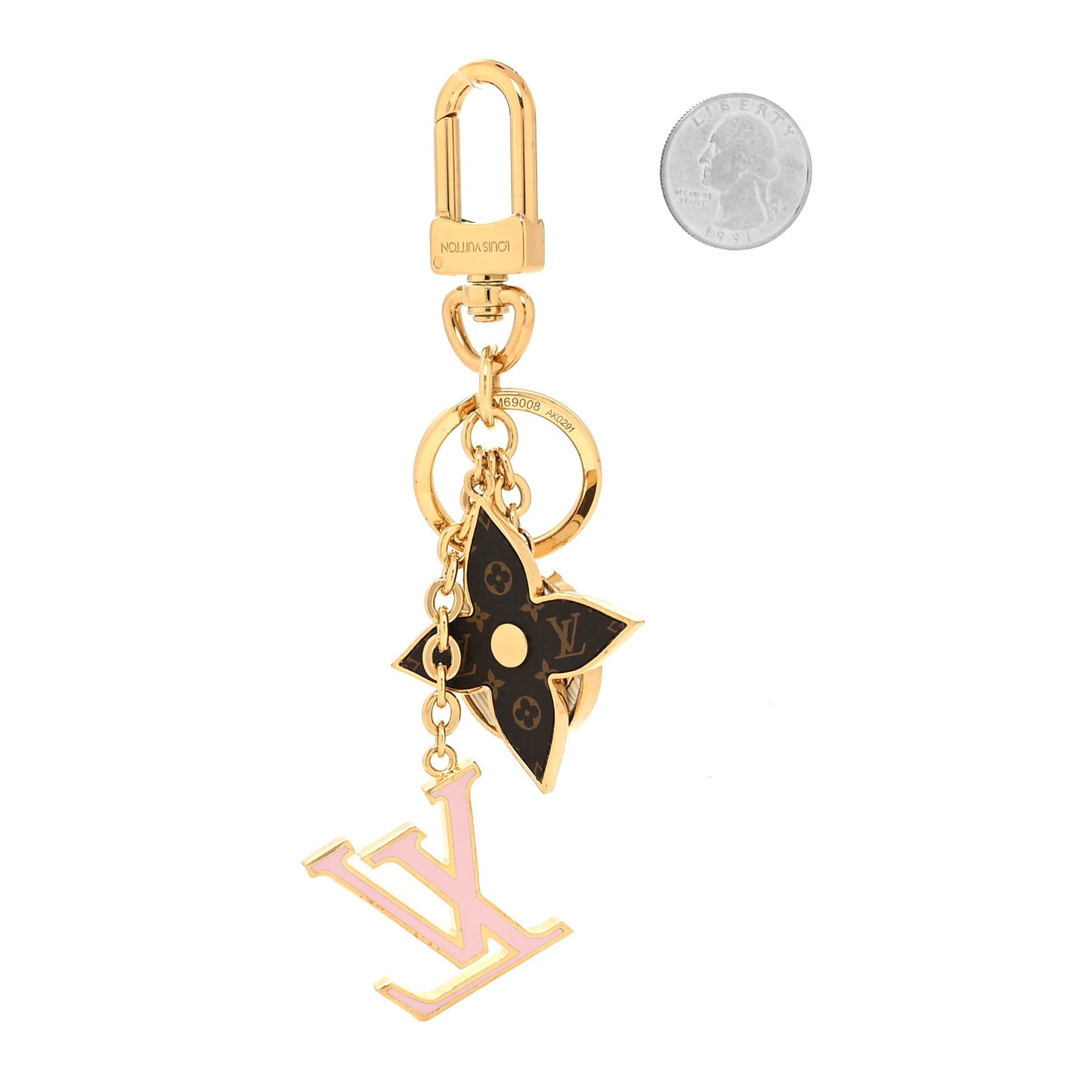 Metal Monogram Epi Spring Street Bag Charm Key Holder Gold