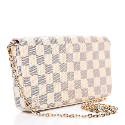 Louis Vuitton Damier Azur Pochette Felicie Chain Wallet Rose Ballerine 4 of 10