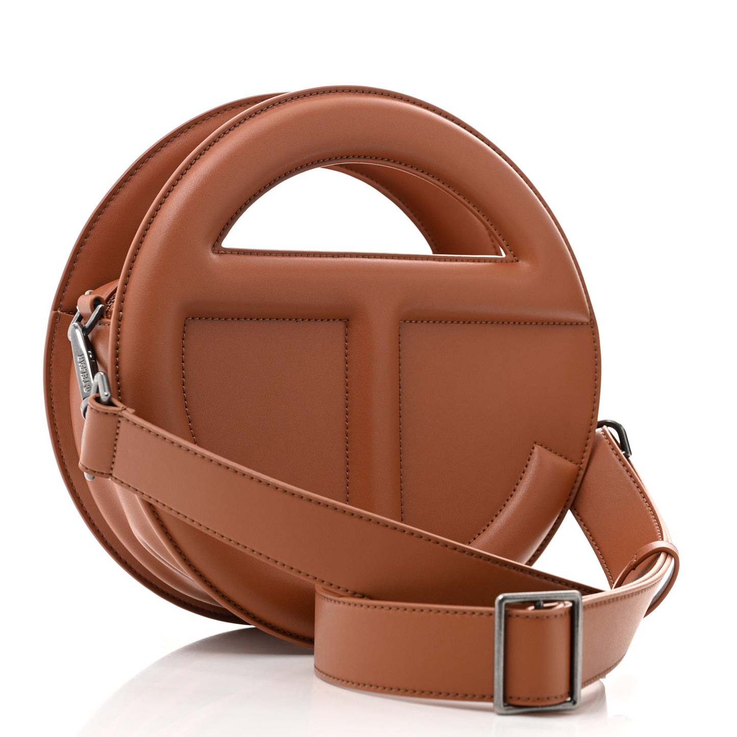Vegan Leather Round Circle Bag Tan
