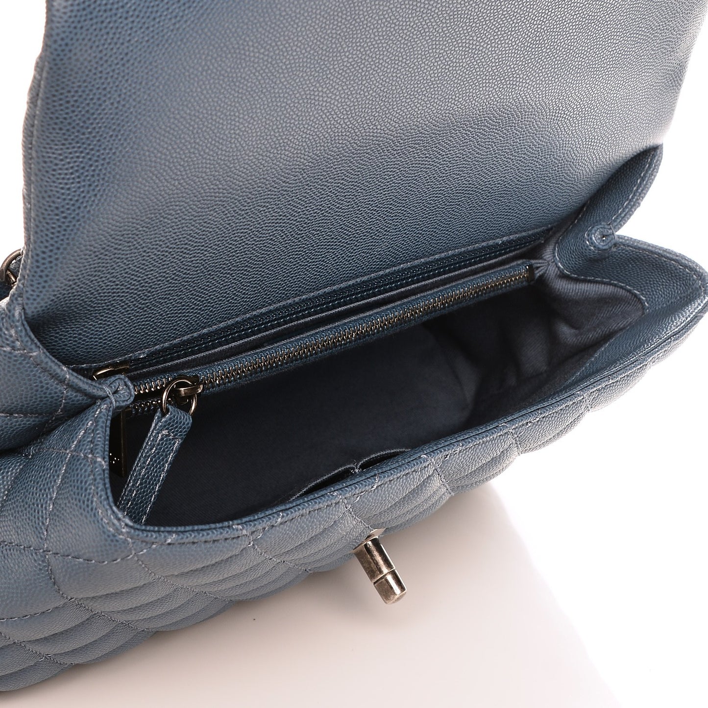 Caviar Quilted Small Coco Handle Flap Blue