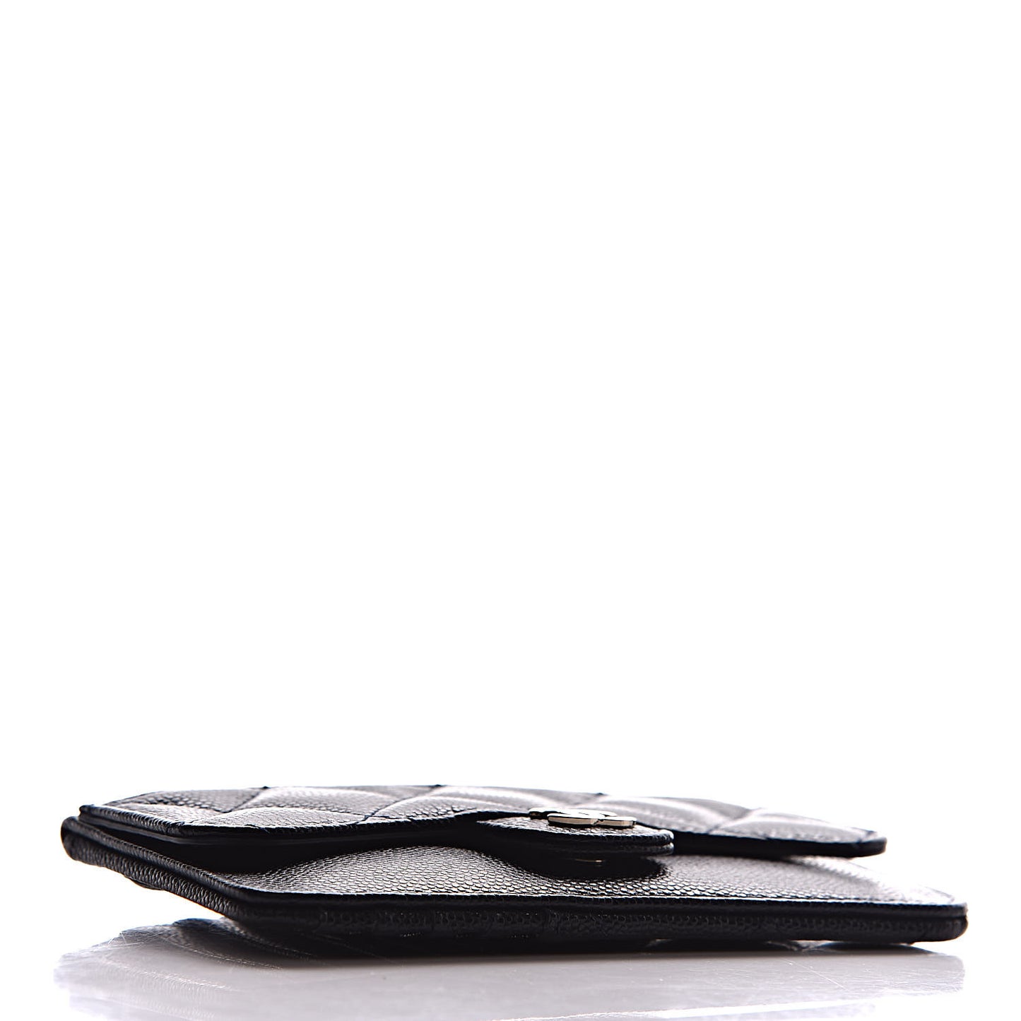 Caviar Quilted Flap Zip Card Holder Navy Blue
