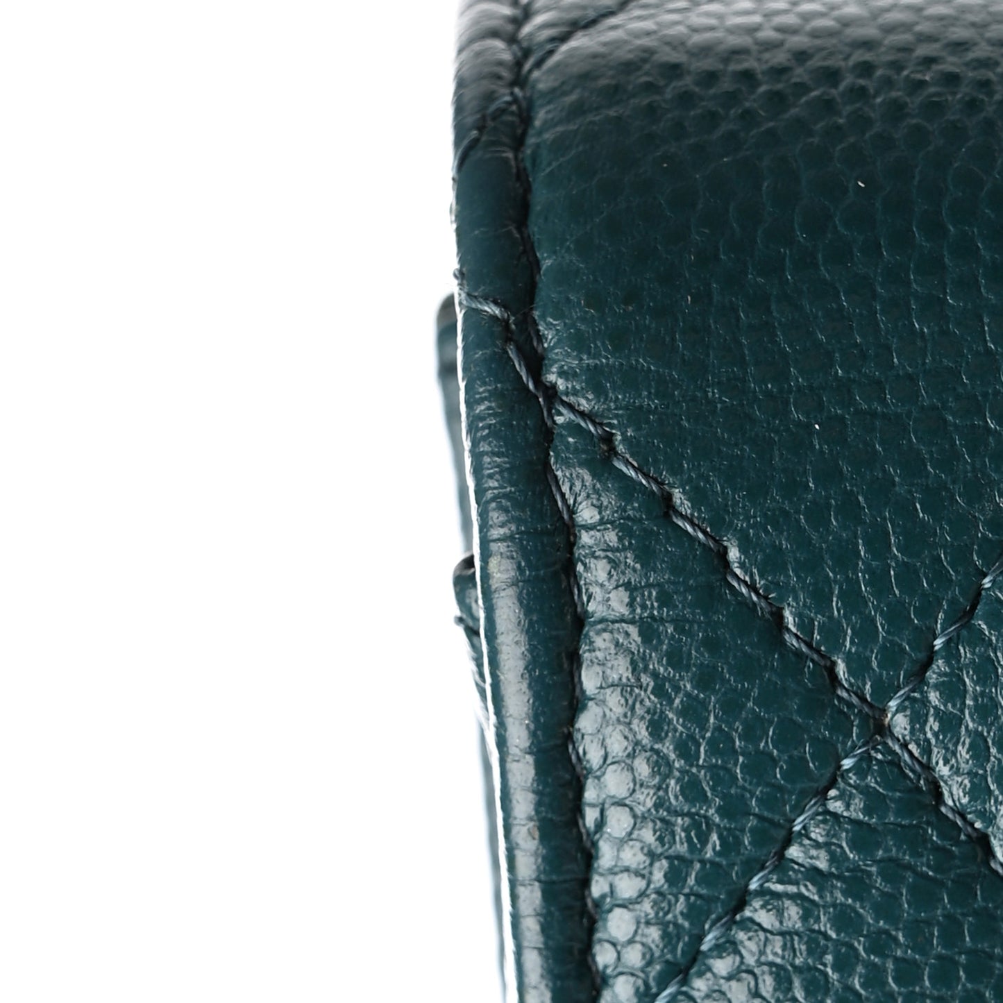 Caviar Quilted Large Gusset Flap Wallet Dark Turquoise